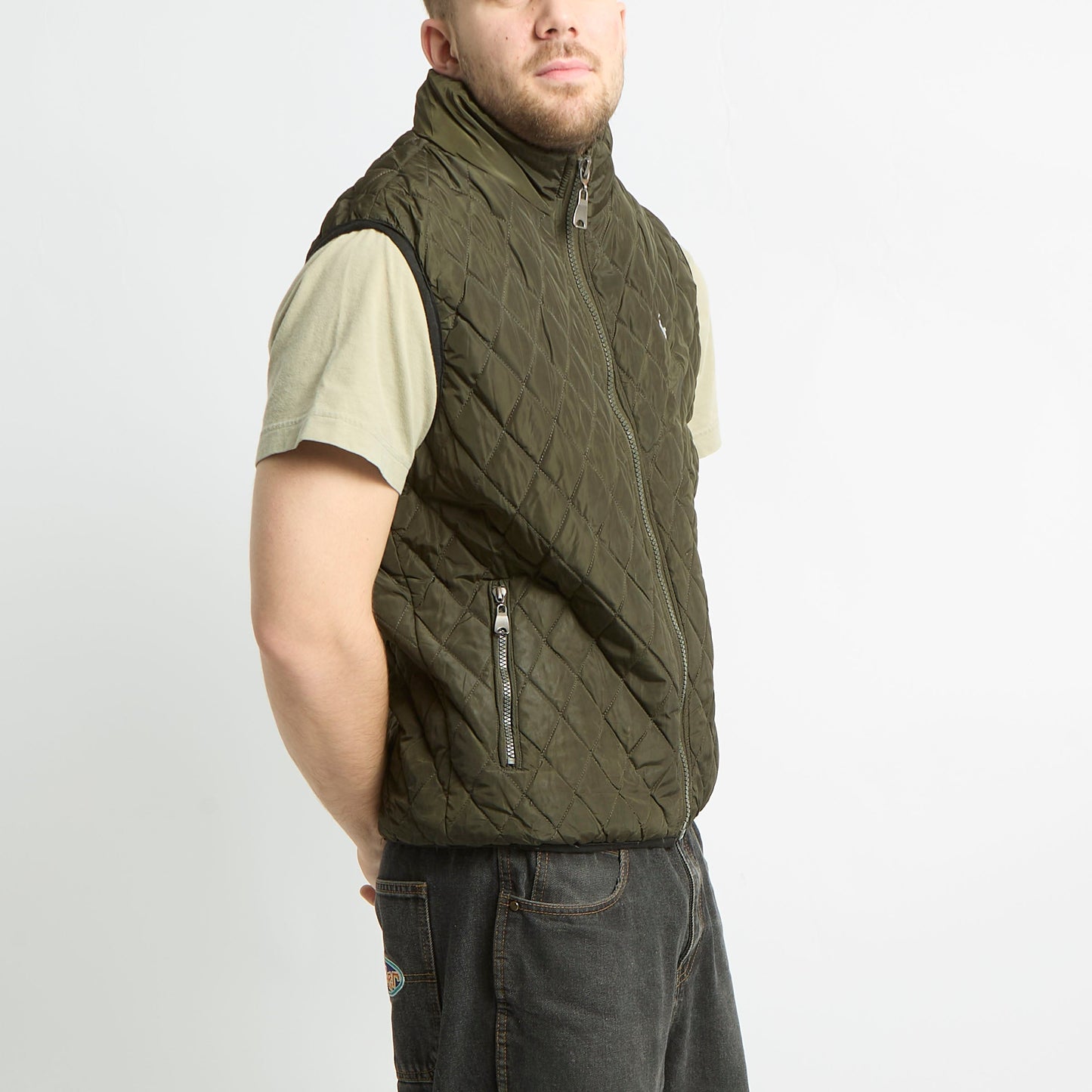 Ralph Lauren Lightweight Puffer Gilet With Jersey Hood - M