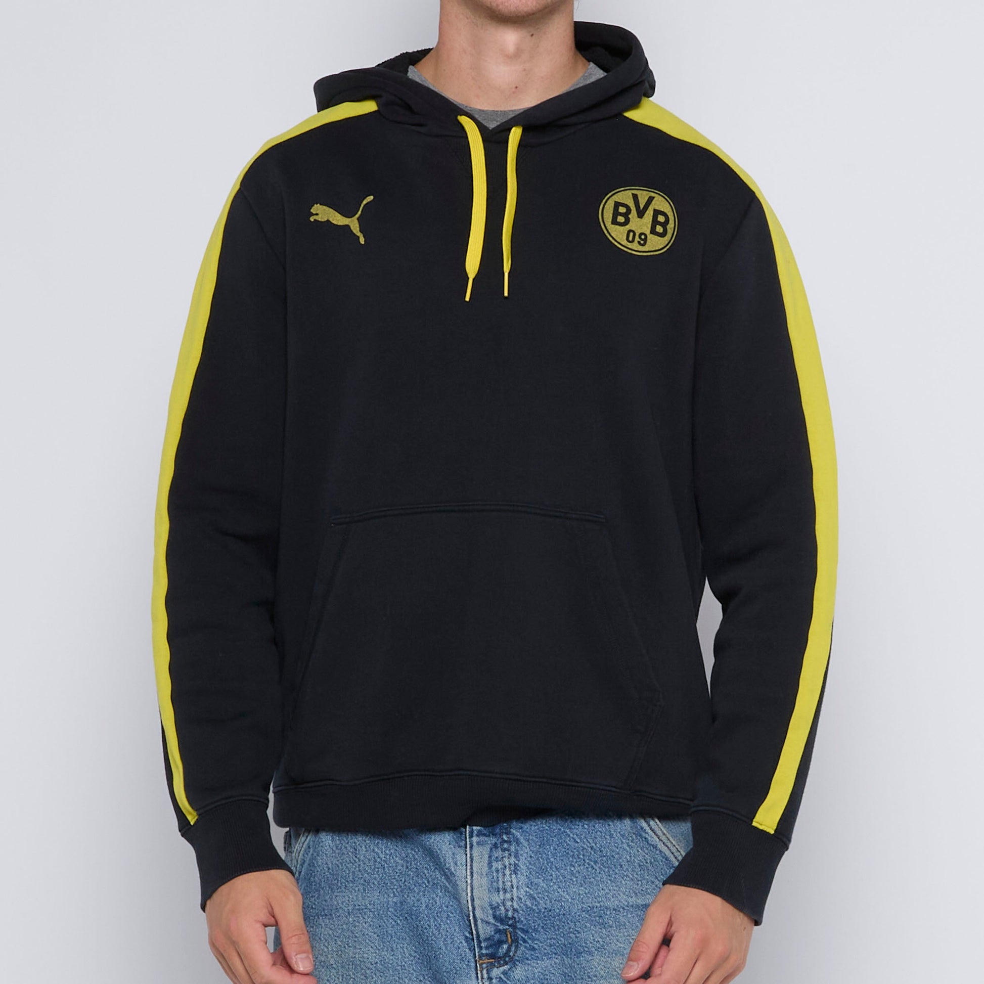 Puma BVB Logo Sleeve Stripe Hoodie - L