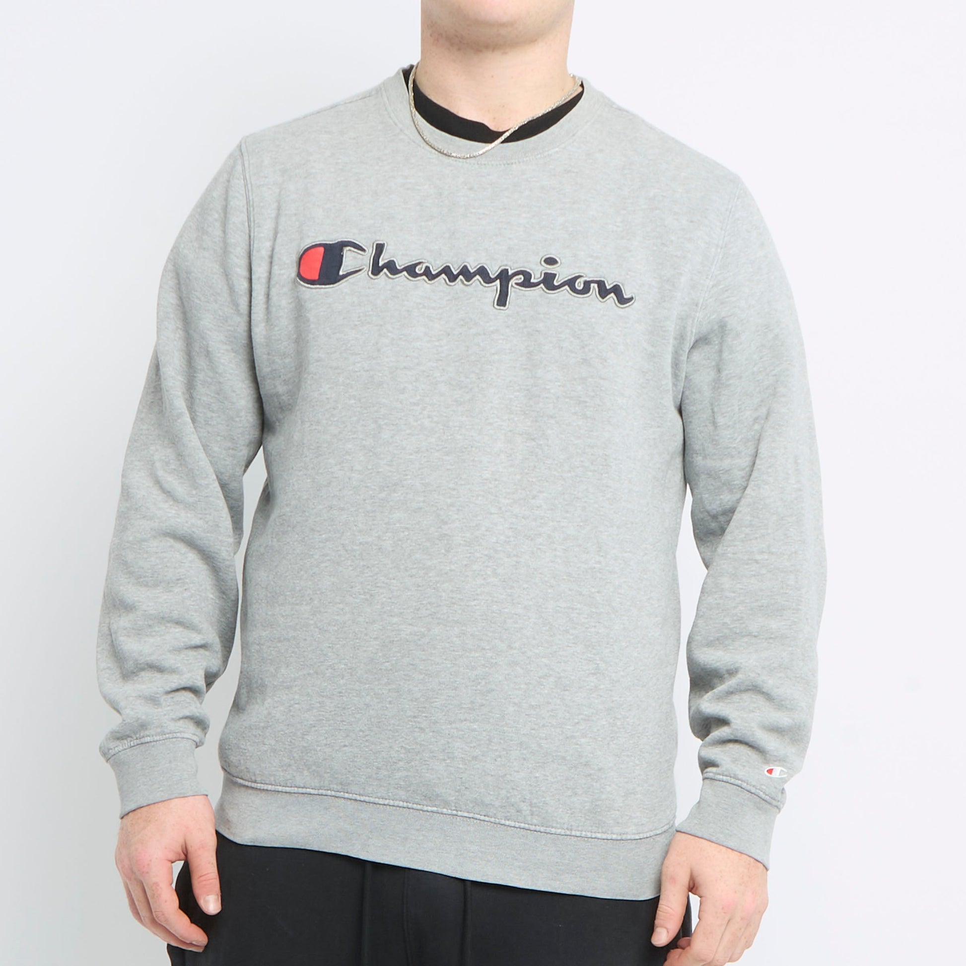 Champion Spellout Crewneck Sweater - L