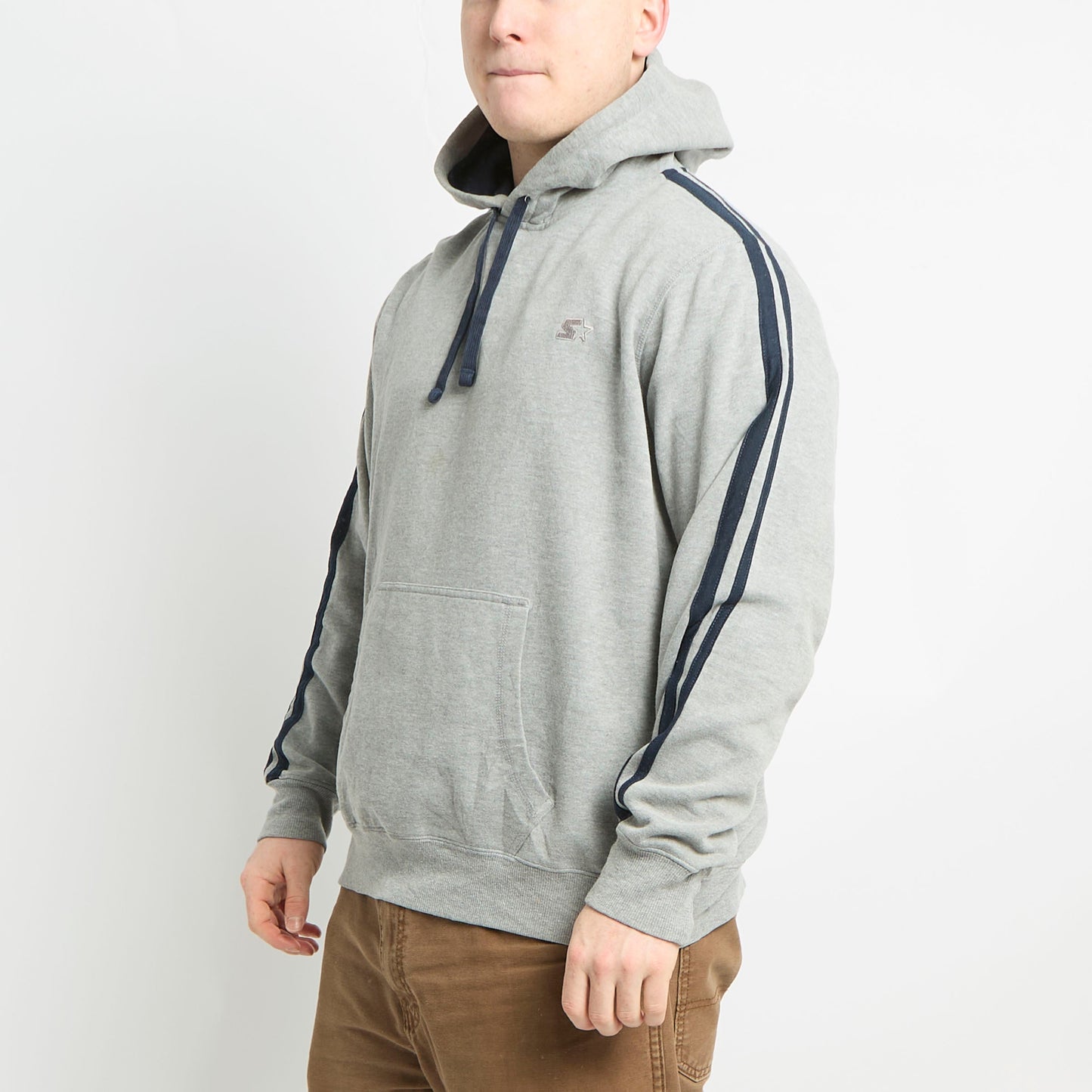 Starter Embroidered Logo Hoodie With Arm Stripes - L