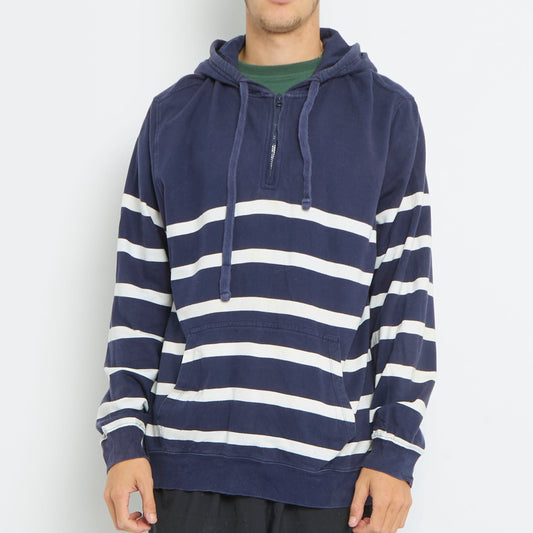 Chaps Striped 1/4 Zip Hoodie - L