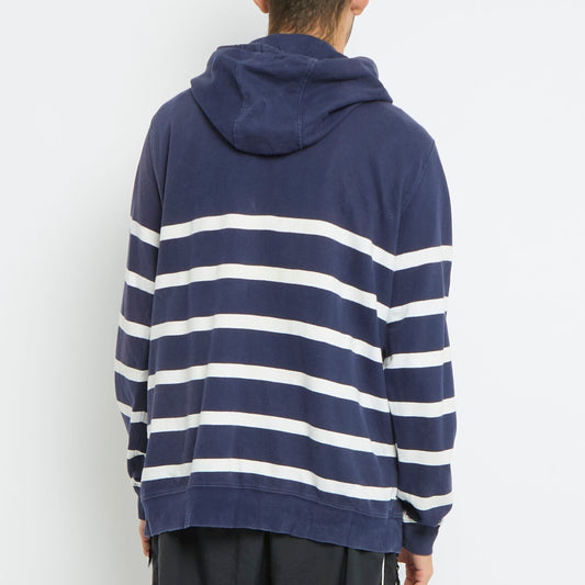 Chaps Striped 1/4 Zip Hoodie - L