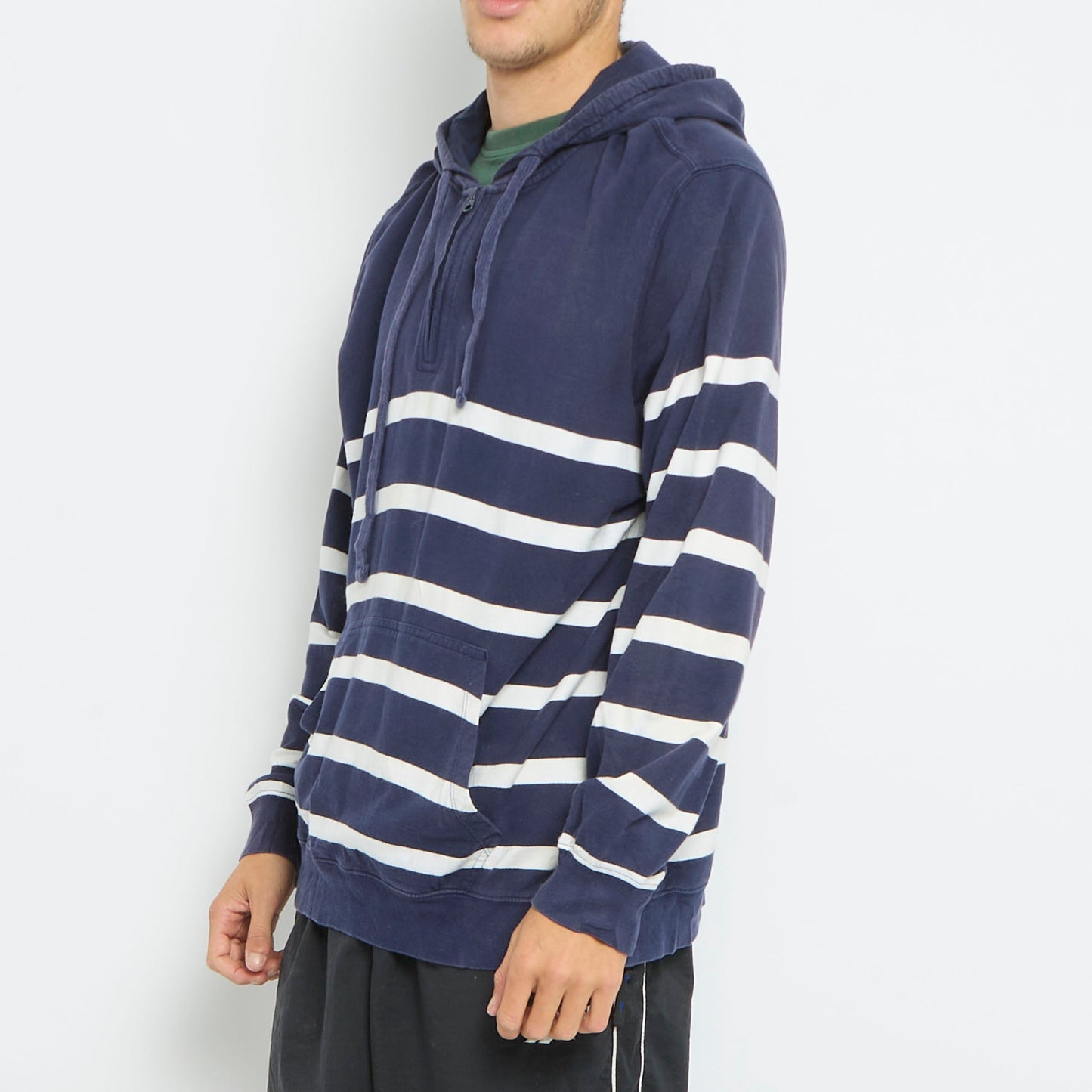 Chaps Striped 1/4 Zip Hoodie - L