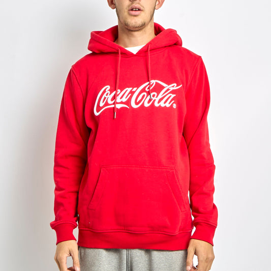 Coca Cola Embroided Spellout Hoodie - L