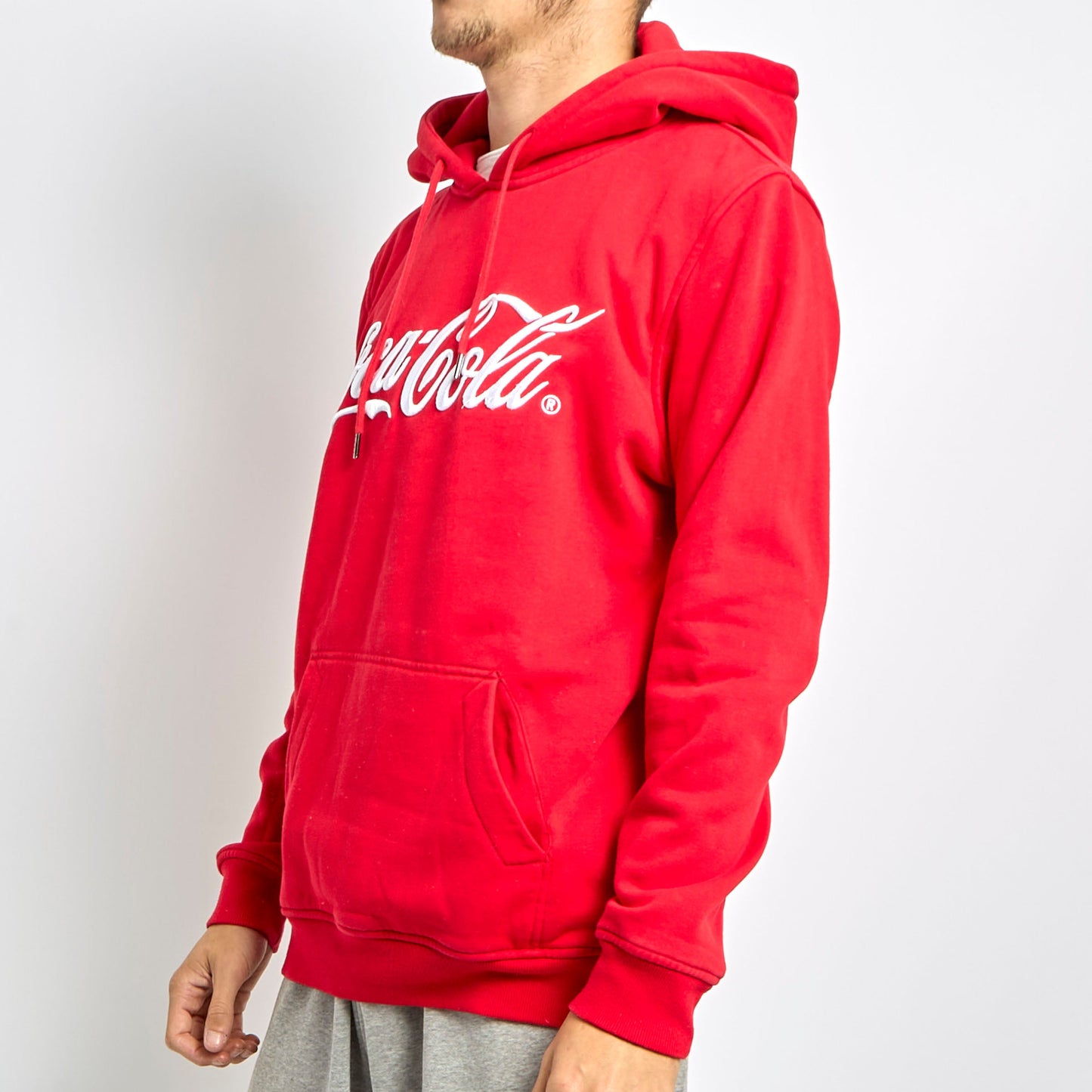 Coca Cola Embroided Spellout Hoodie - L