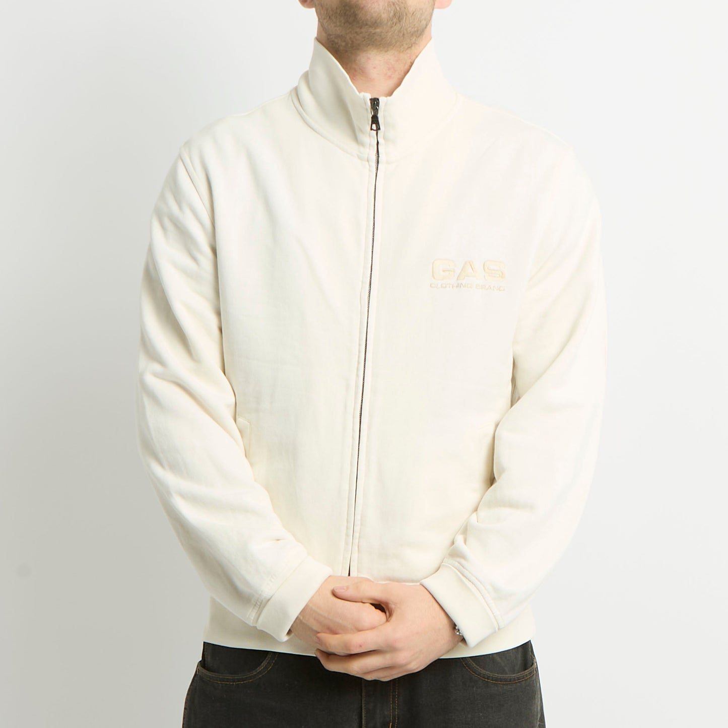 Gas Full Zip Embroided Sweater - M