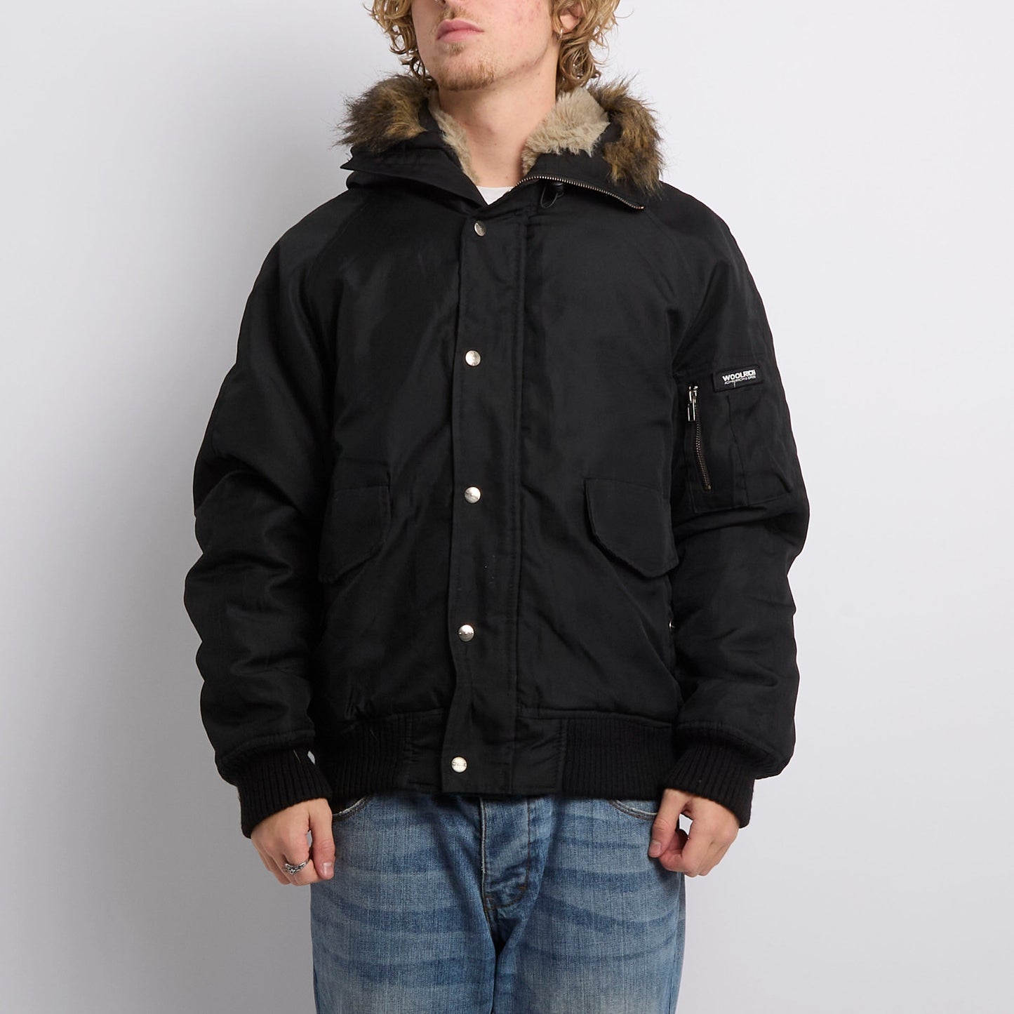 Woolrich Fur Hooded Bomber Jacket - L