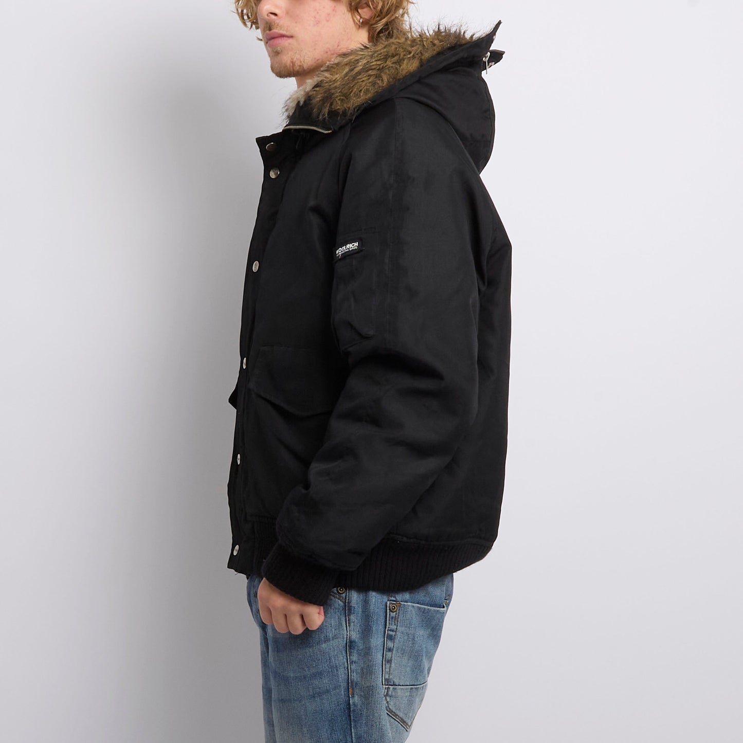 Woolrich Fur Hooded Bomber Jacket - L