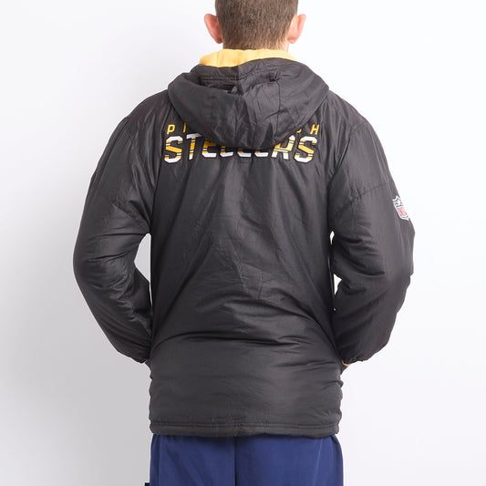 Steelers Logo Hooded Padded Jacket - L