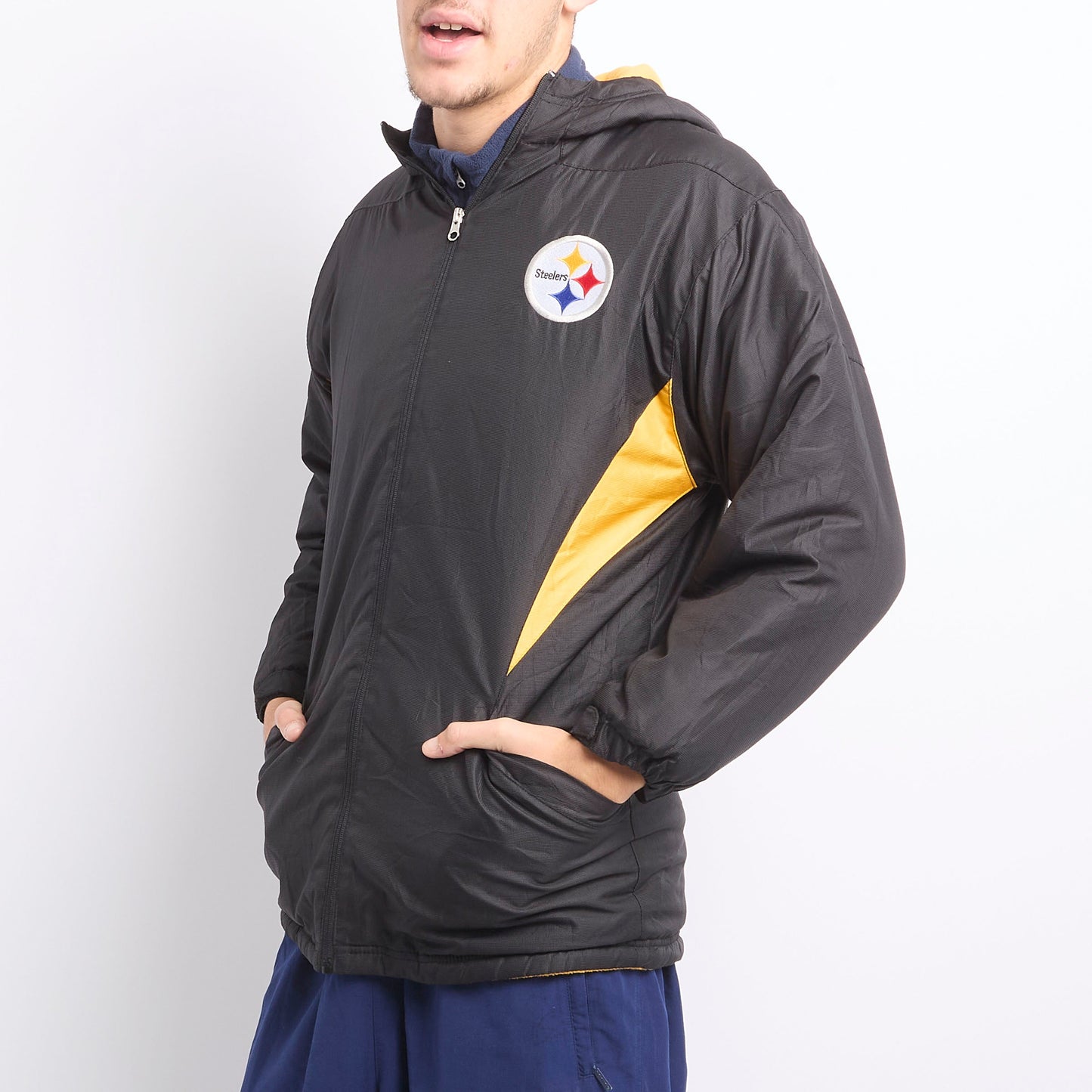 Steelers Logo Hooded Padded Jacket - L