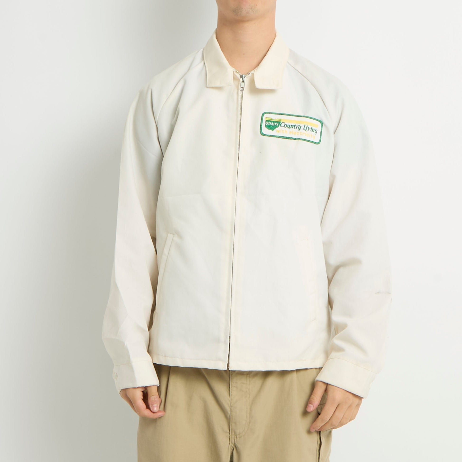 Patch Detail Zip Up Workwear Jacket - L