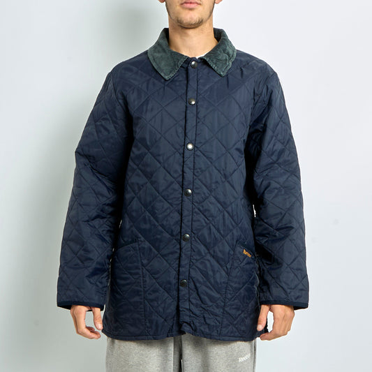 Quilted Courdroy Collar Barbour Jacket - L