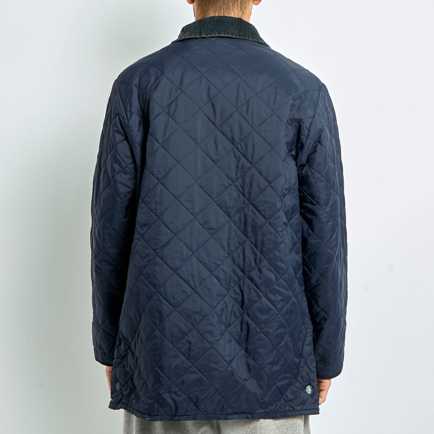 Quilted Courdroy Collar Barbour Jacket - L