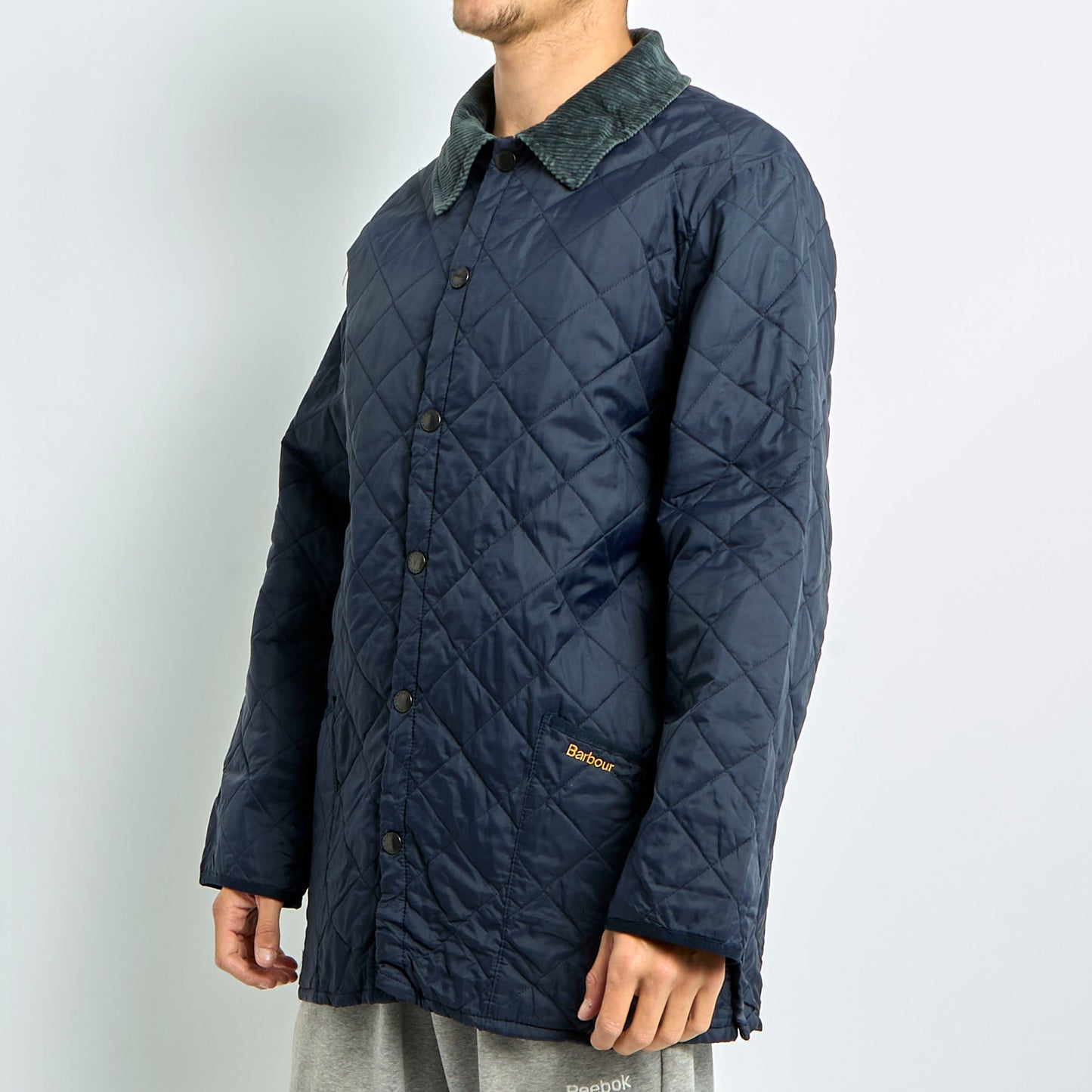 Quilted Courdroy Collar Barbour Jacket - L