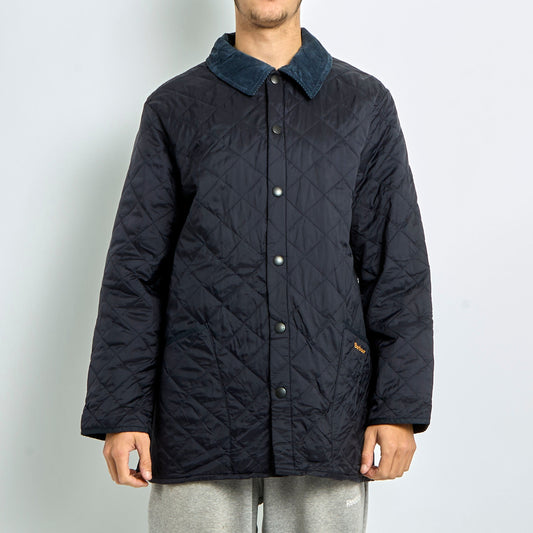 Quilted Courdroy Collar Barbour Jacket - L