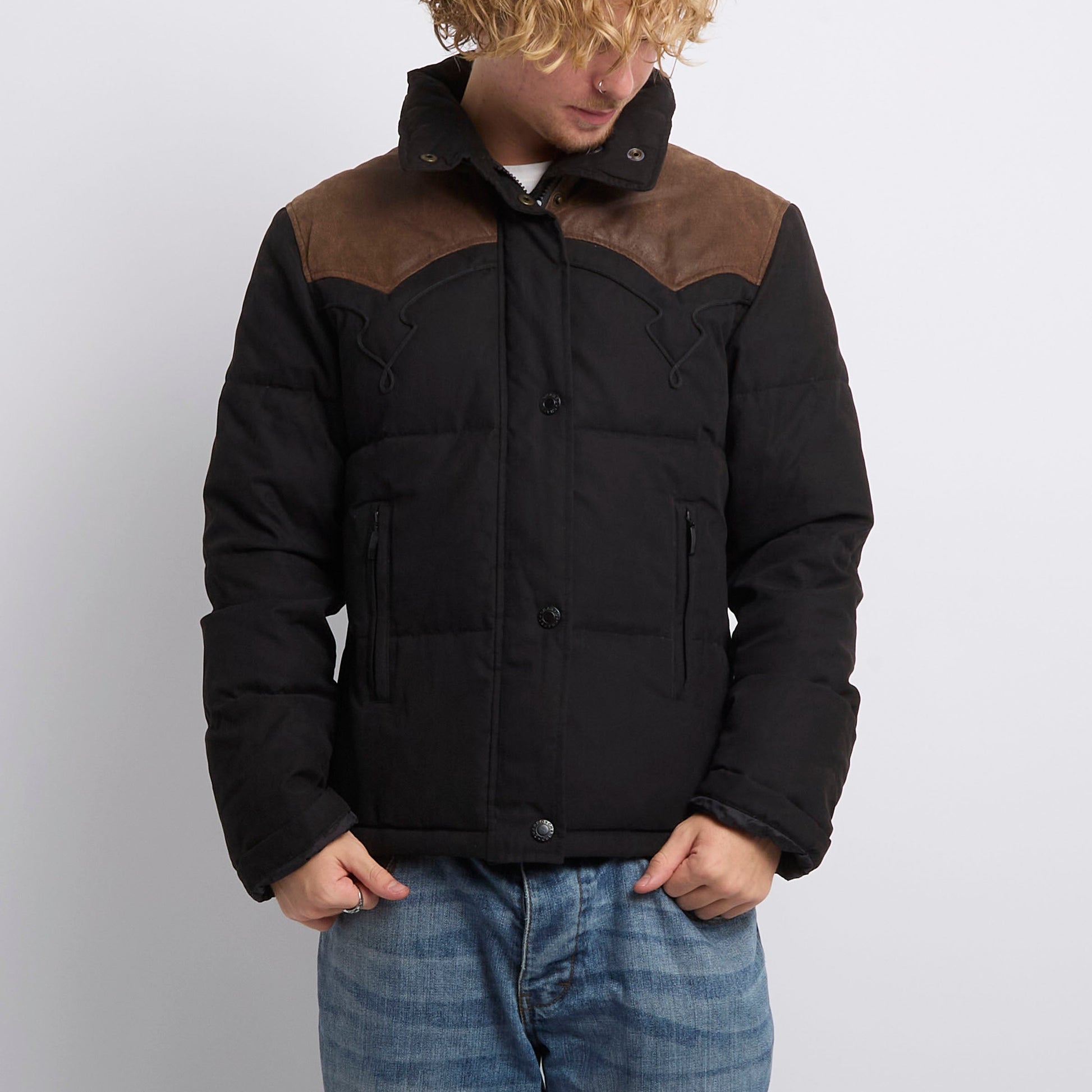 Charro Leather Detail Puffer Jacket - M