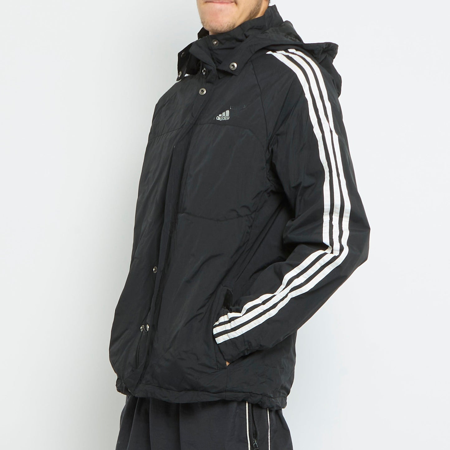 Adidas Logo Hooded Windbreaker Jacket - M