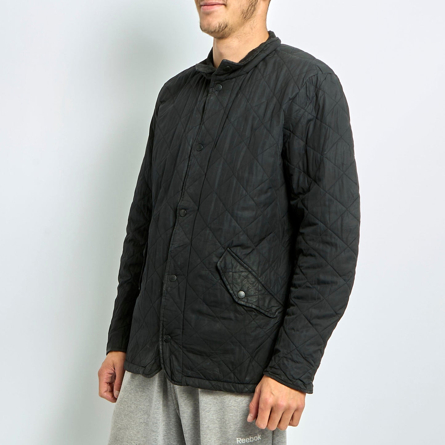 Quilted Courdroy Collar Barbour Jacket - M