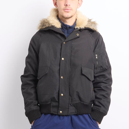 Woolrich Fur Hooded Bomber Jacket - M