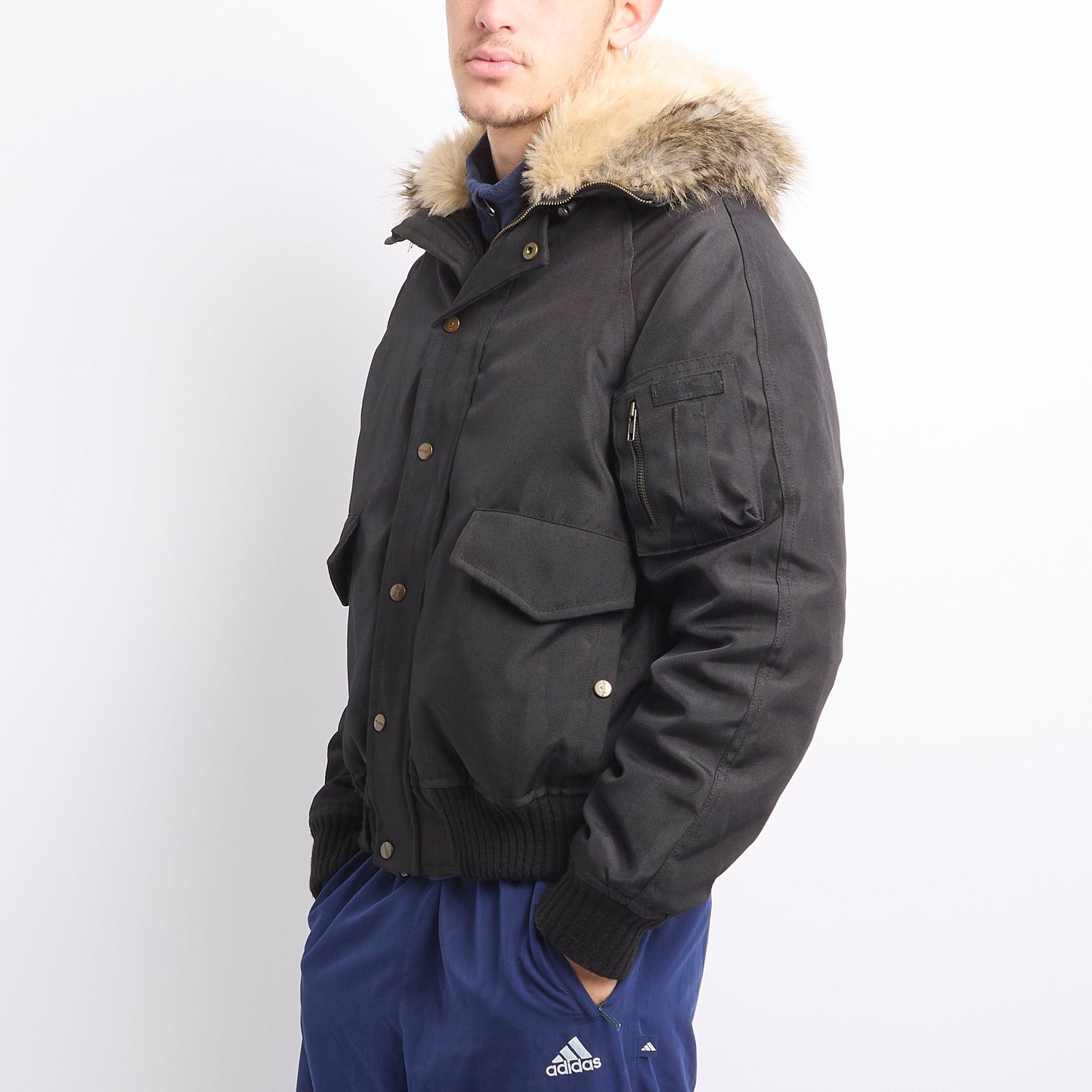 Woolrich Fur Hooded Bomber Jacket - M