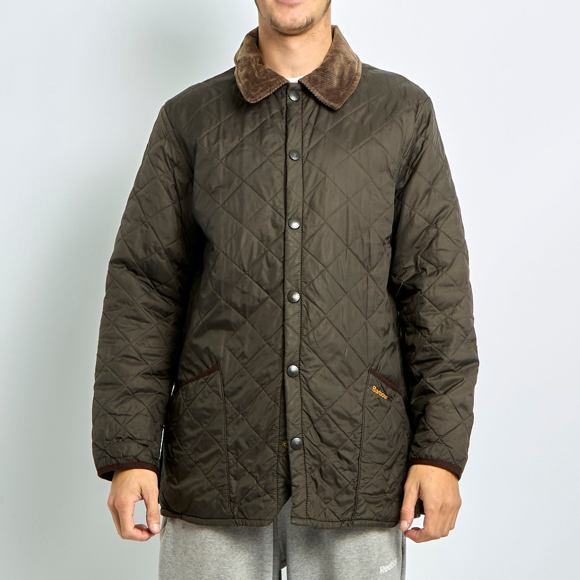 Quilted Courdroy Collar Barbour Jacket - M