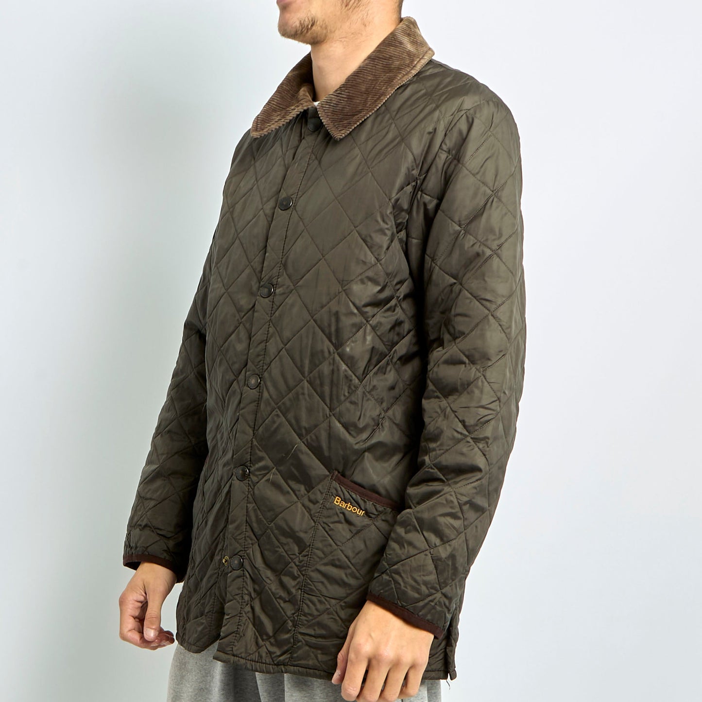 Quilted Courdroy Collar Barbour Jacket - M