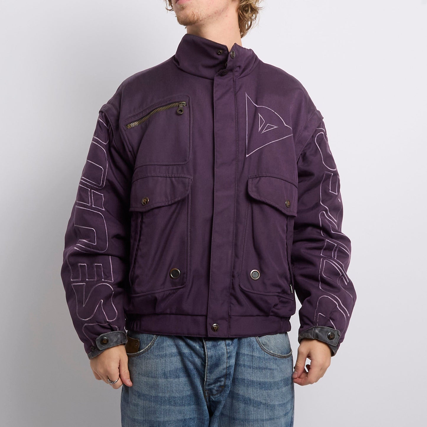 Embroided Biker Style Jacket - M