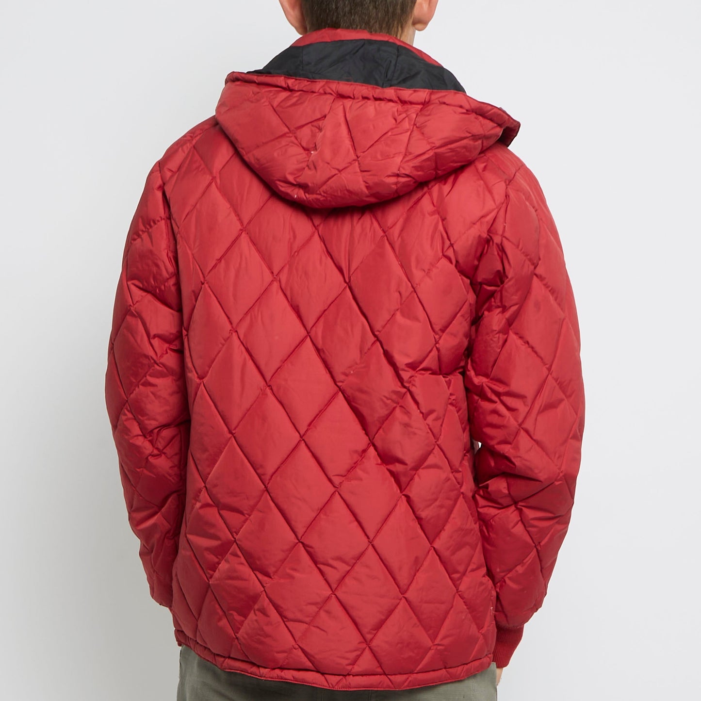 Diamond Stitch Hooded Puffer Jacket - M