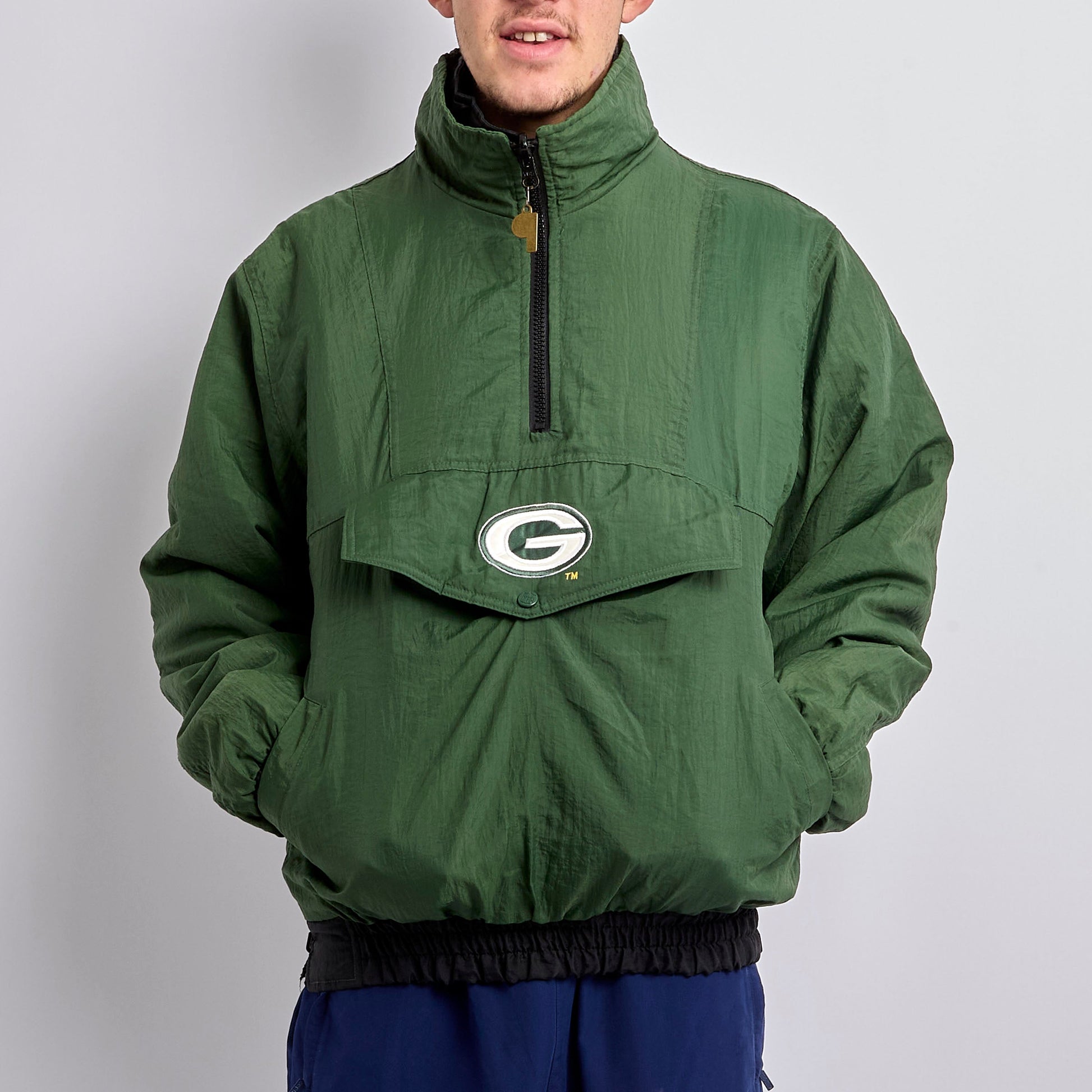 Packers Logo 1/4 Zip Padded Jacket - XL