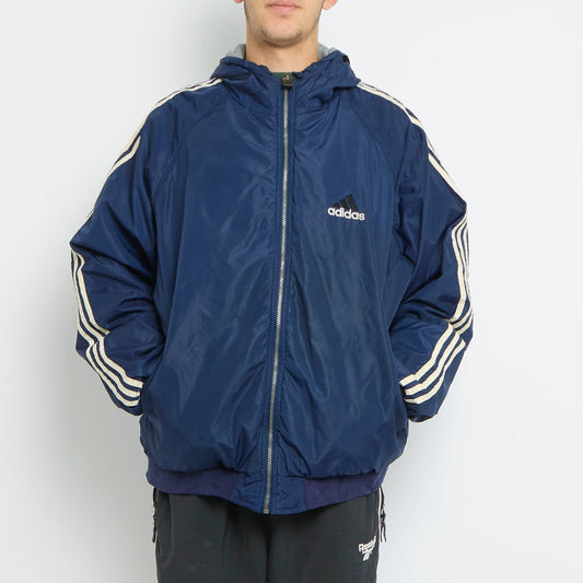 Adidas Logo Hooded Windbreaker Jacket - XL