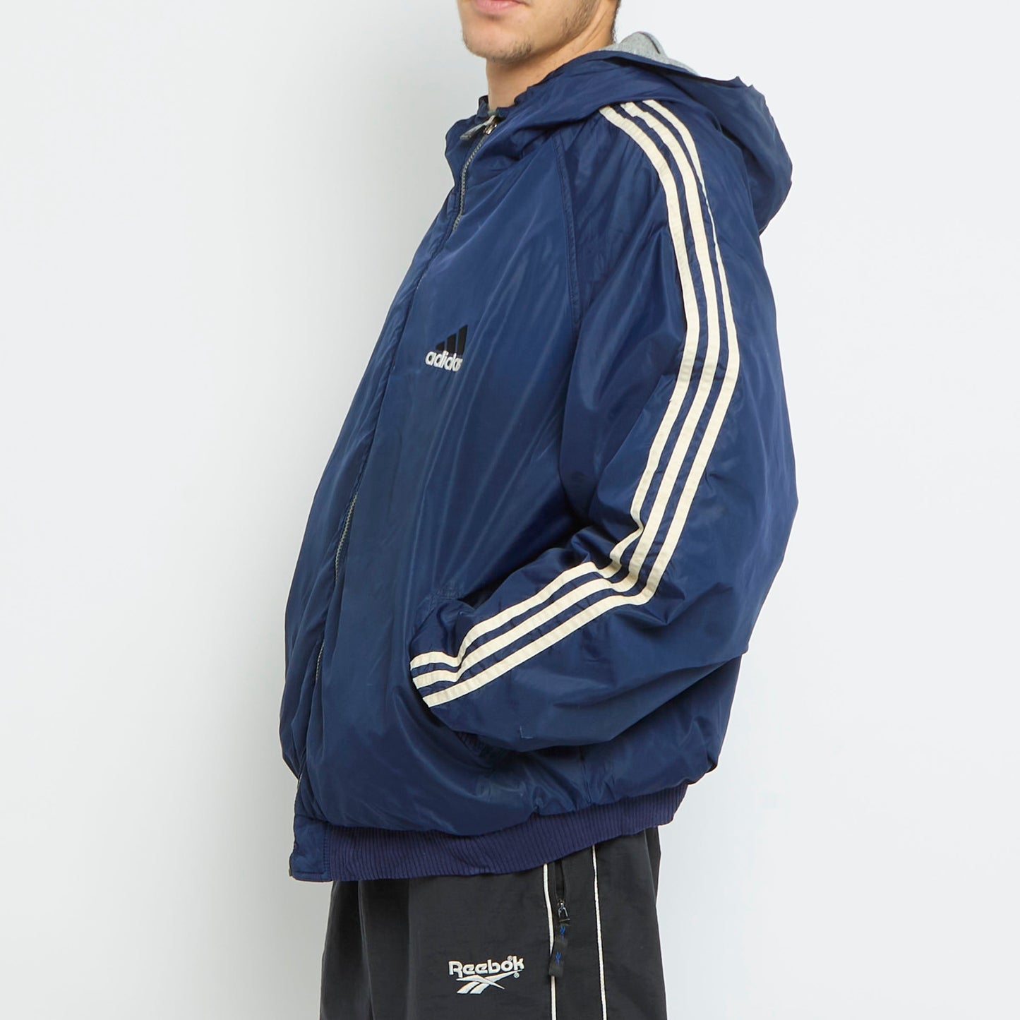 Adidas Logo Hooded Windbreaker Jacket - XL