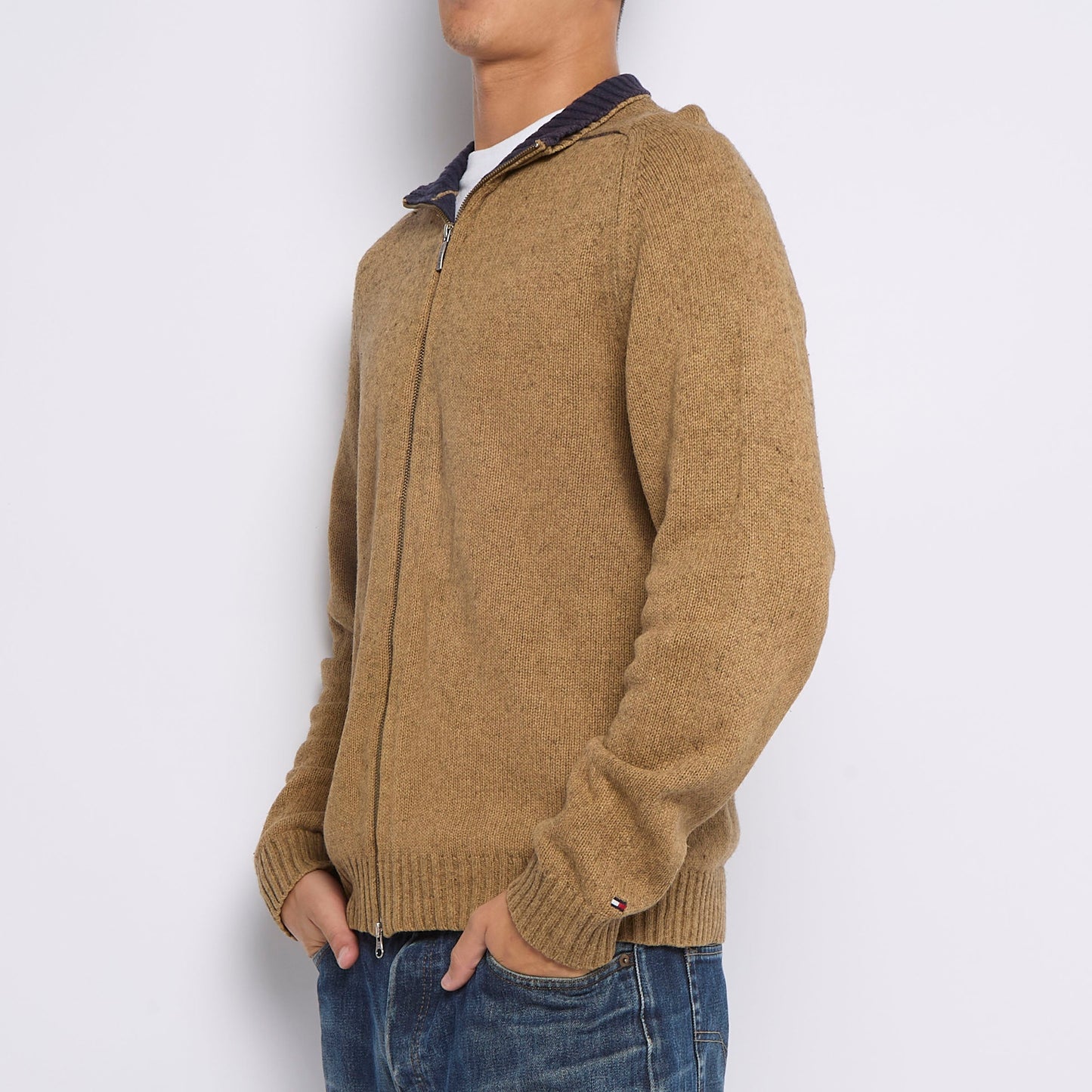 Tommy Hilfiger Full Zip Heavy Knit Sweater - L