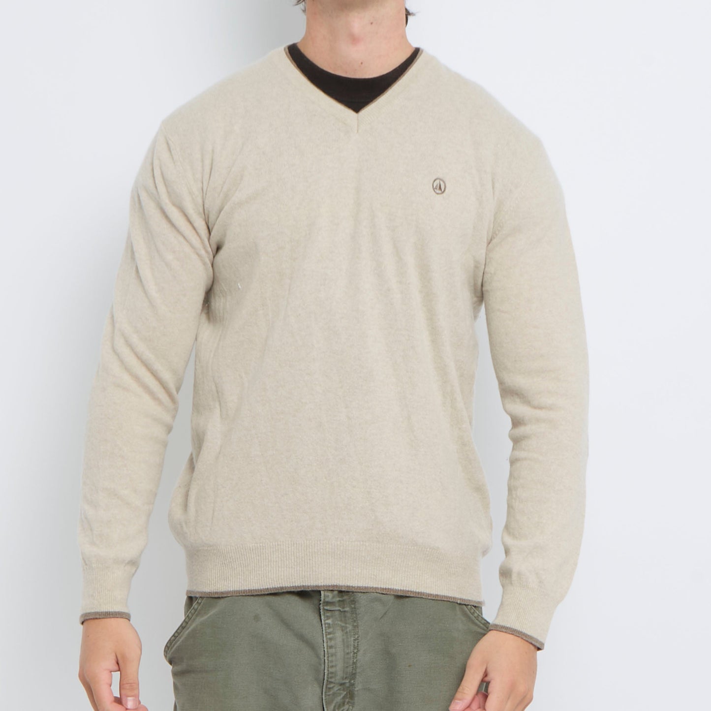 Heavy Knit V-Neck Sweater - L