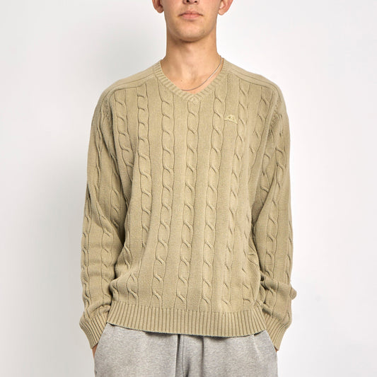 Kappa Cable Knit V-Neck Sweater- L