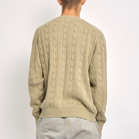 Kappa Cable Knit V-Neck Sweater- L