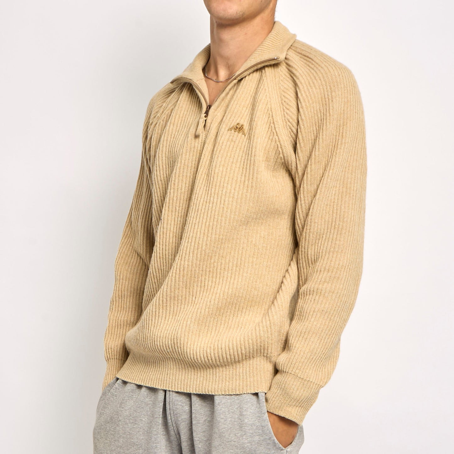 Kappa Ribbed Quarter Zip Sweater - L