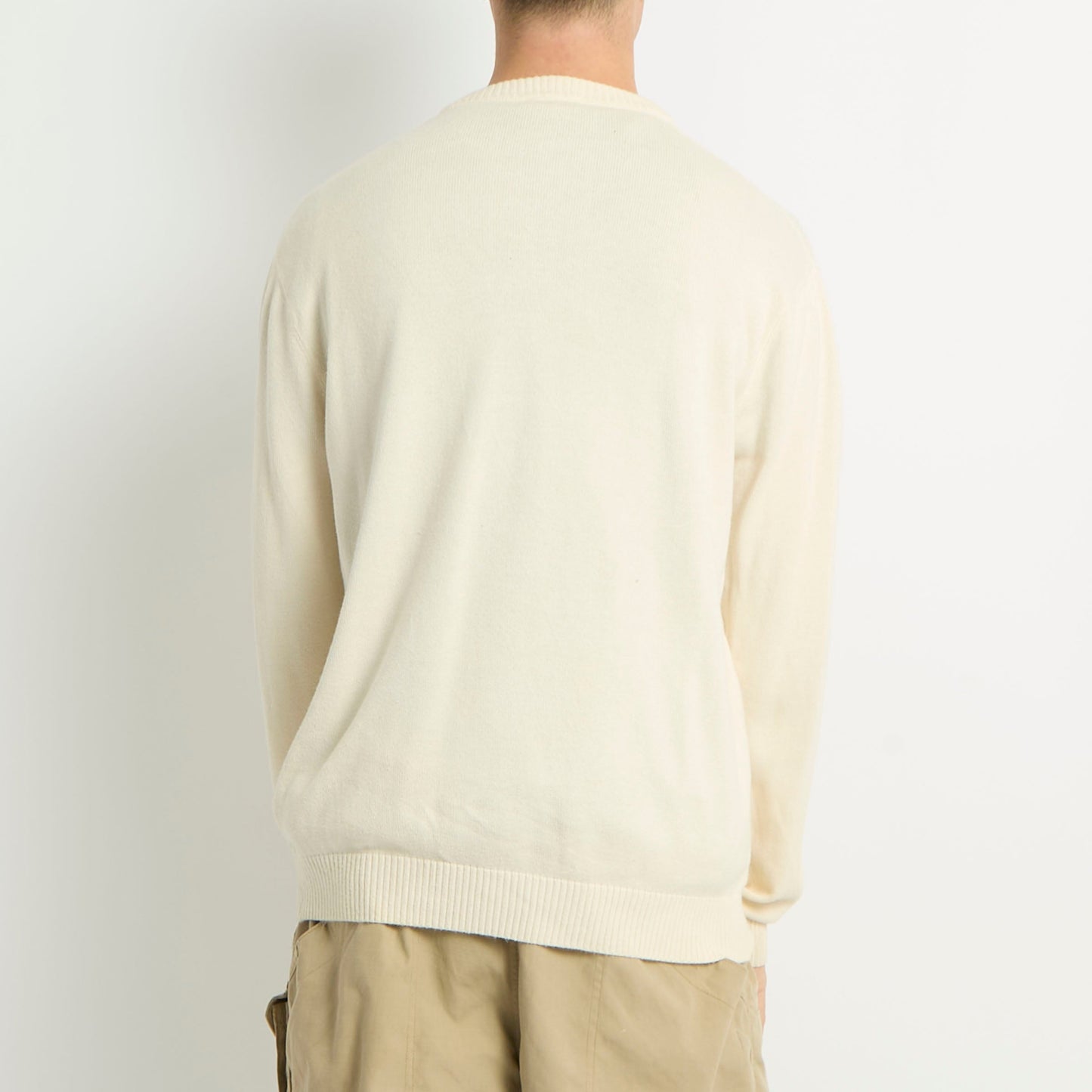 Lacoste Logo V-Neck FIne Knit Sweater - L