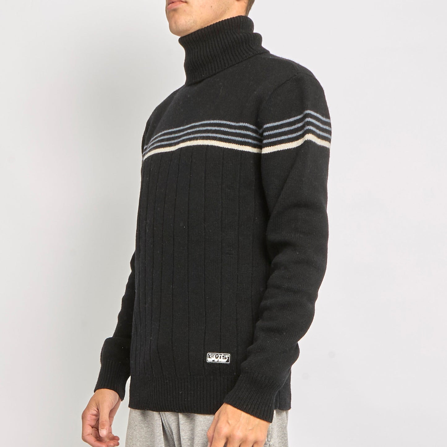 Levis Stripe Detail Turtleneck Sweater - L