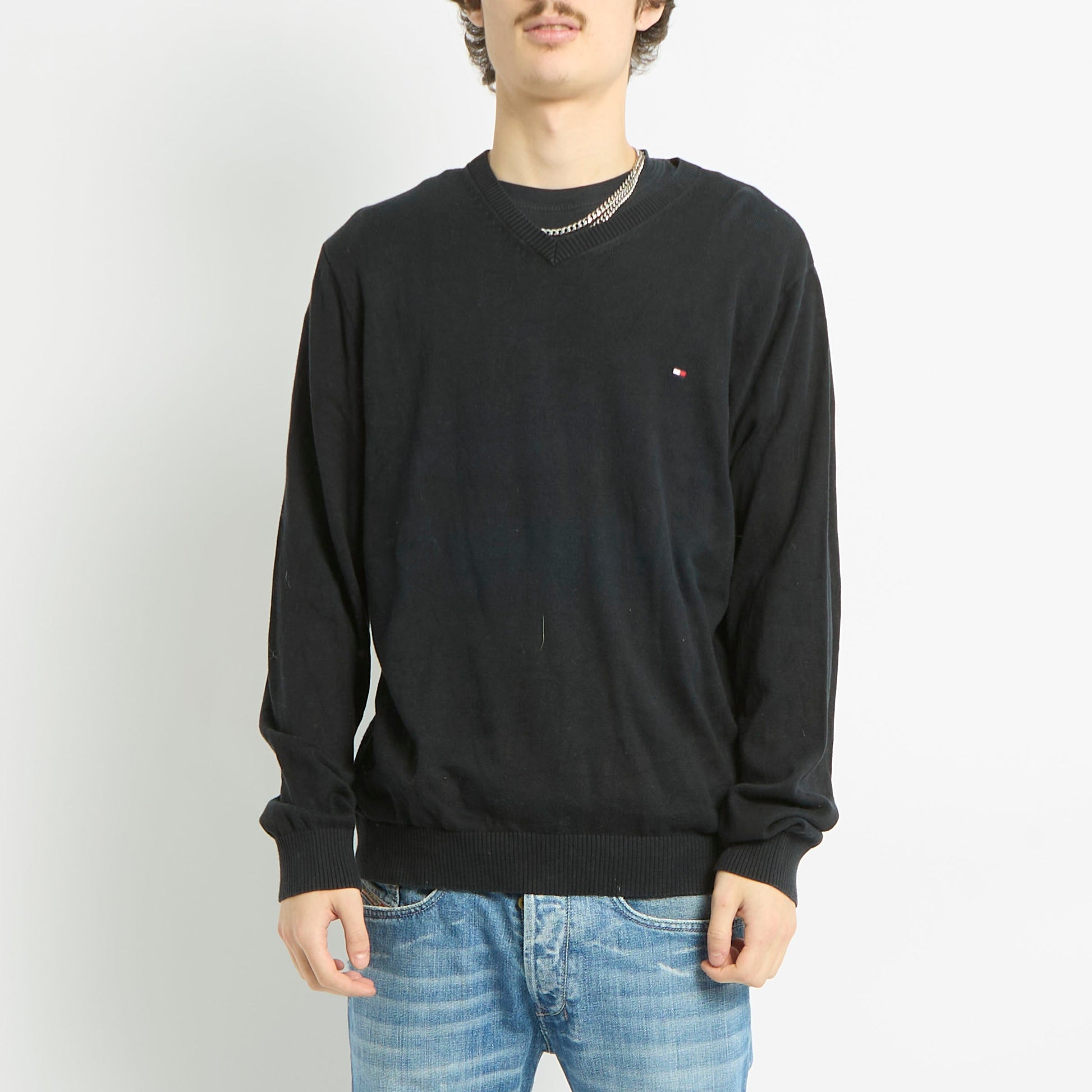 Tommy Hilfiger Knitted V-Neck Sweater - L