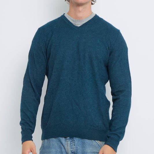 Trussardi V-Neck Knitted Sweater - L