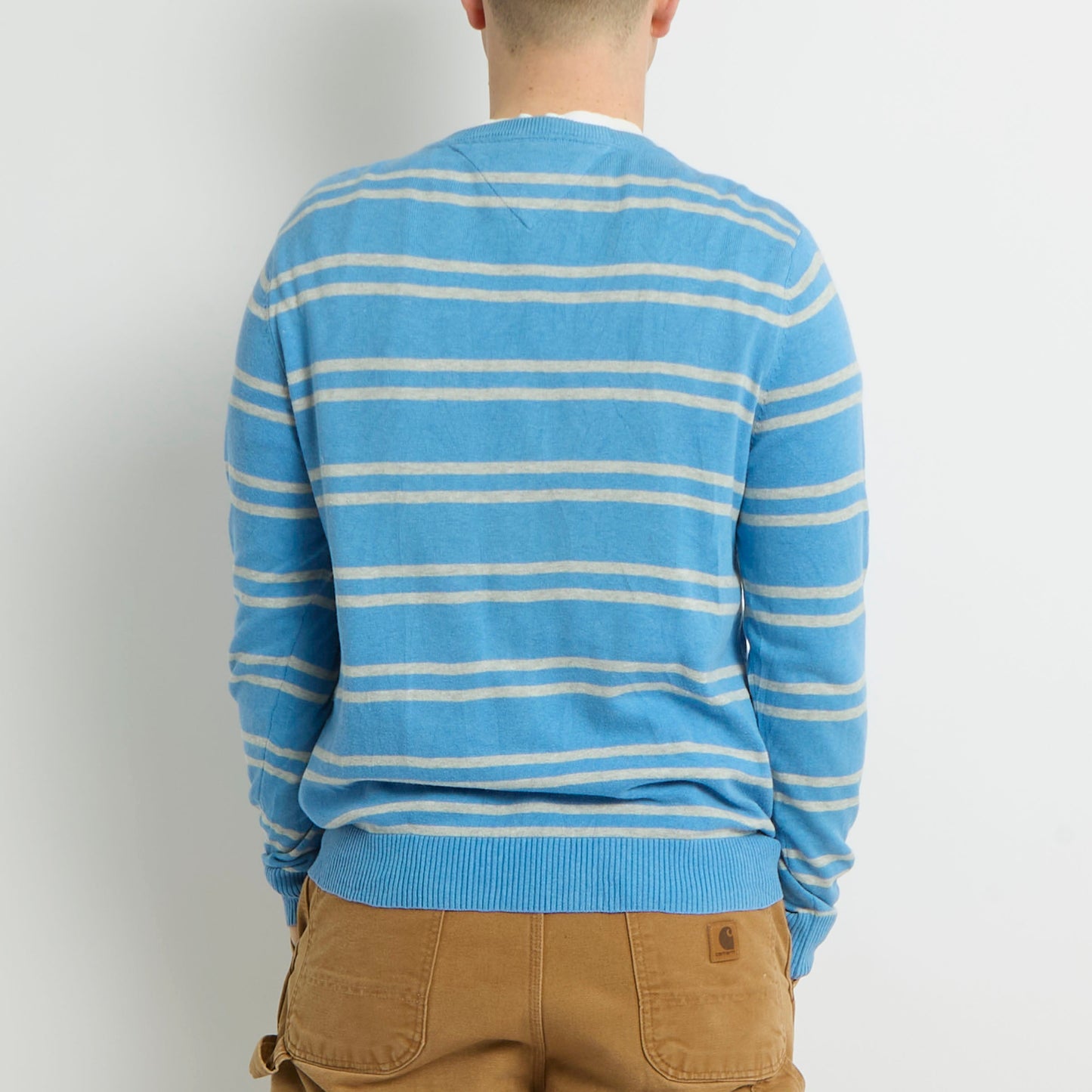 Tommy Hilfiger Striped Knitted V-Neck Sweater - L