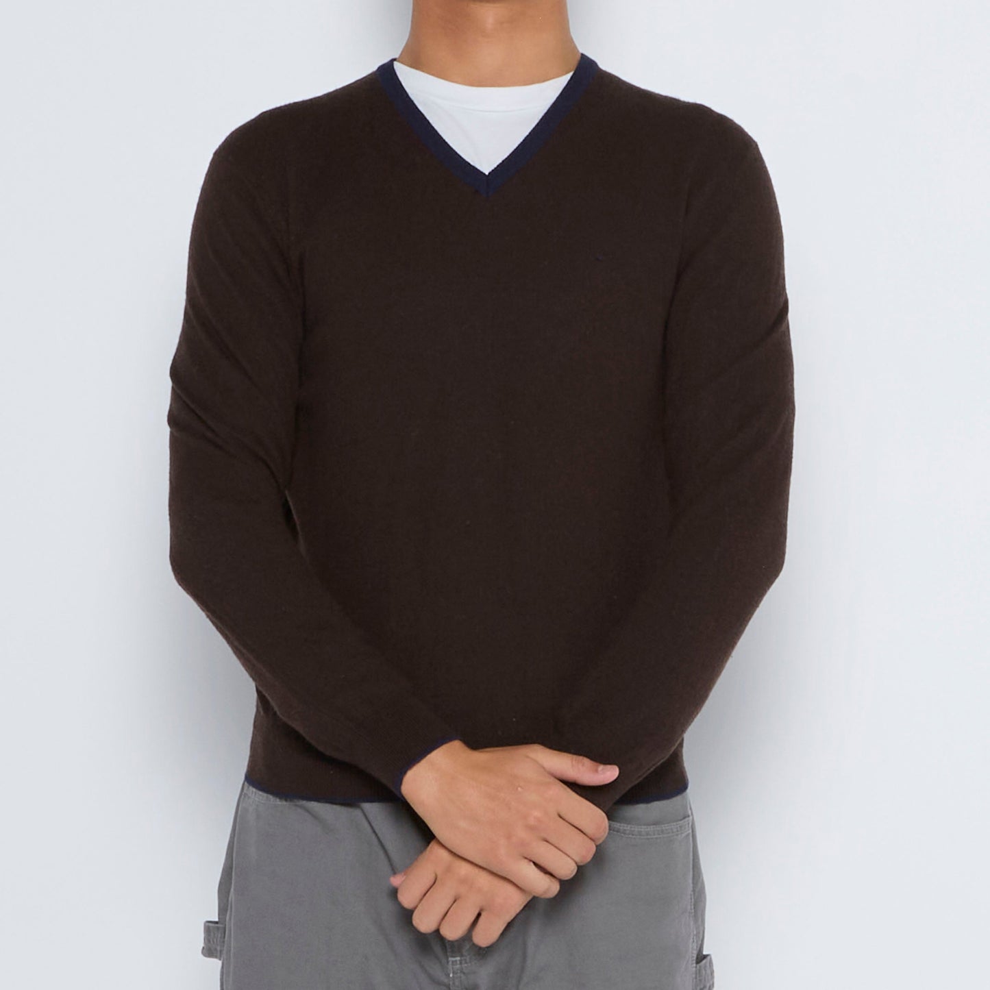 V-Neck Woolen Sweater - L