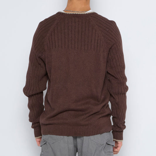 Columbia V-Neck Cable Knit Sweater - L