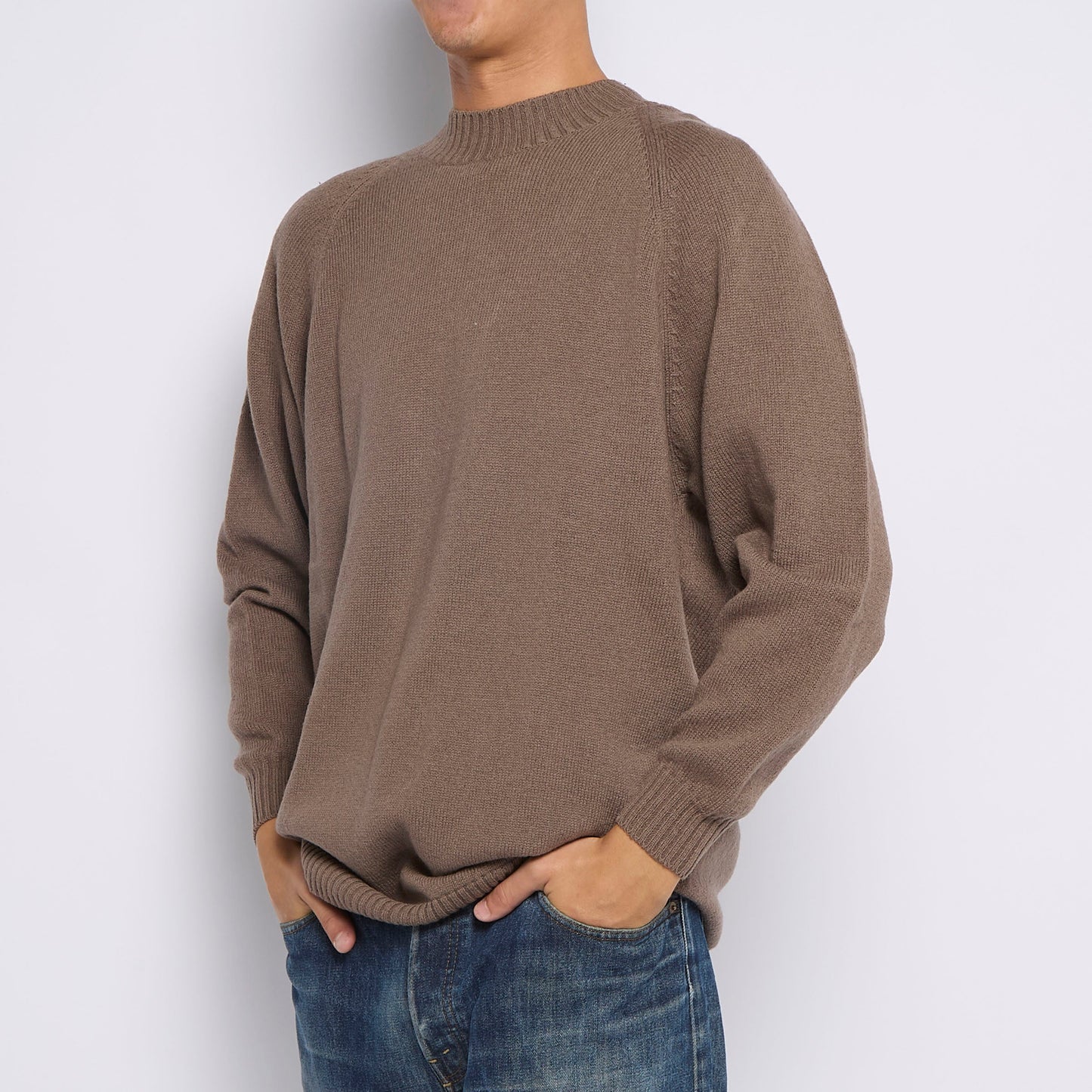 Oversized Cuffed Crewneck Sweater - L