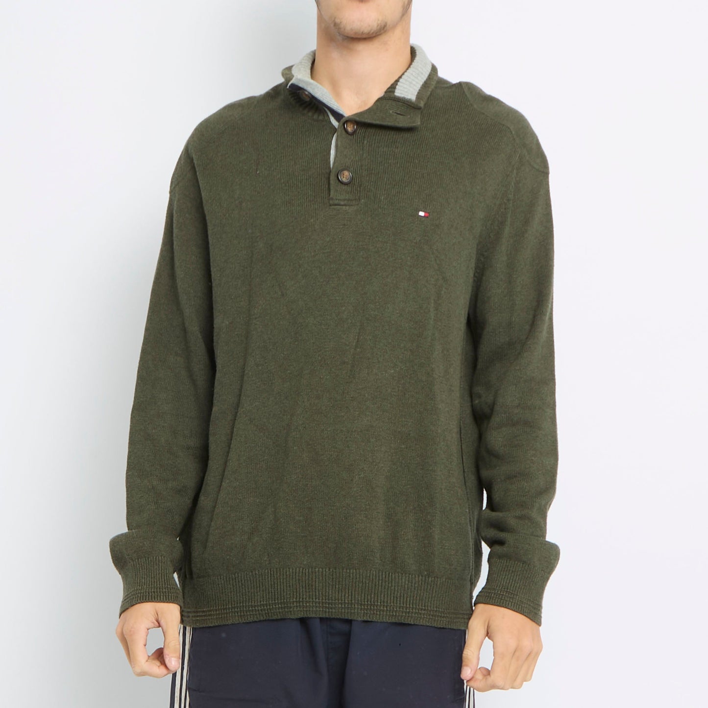 Tommy Hilfiger Turtleneck Button Detail Sweater - L