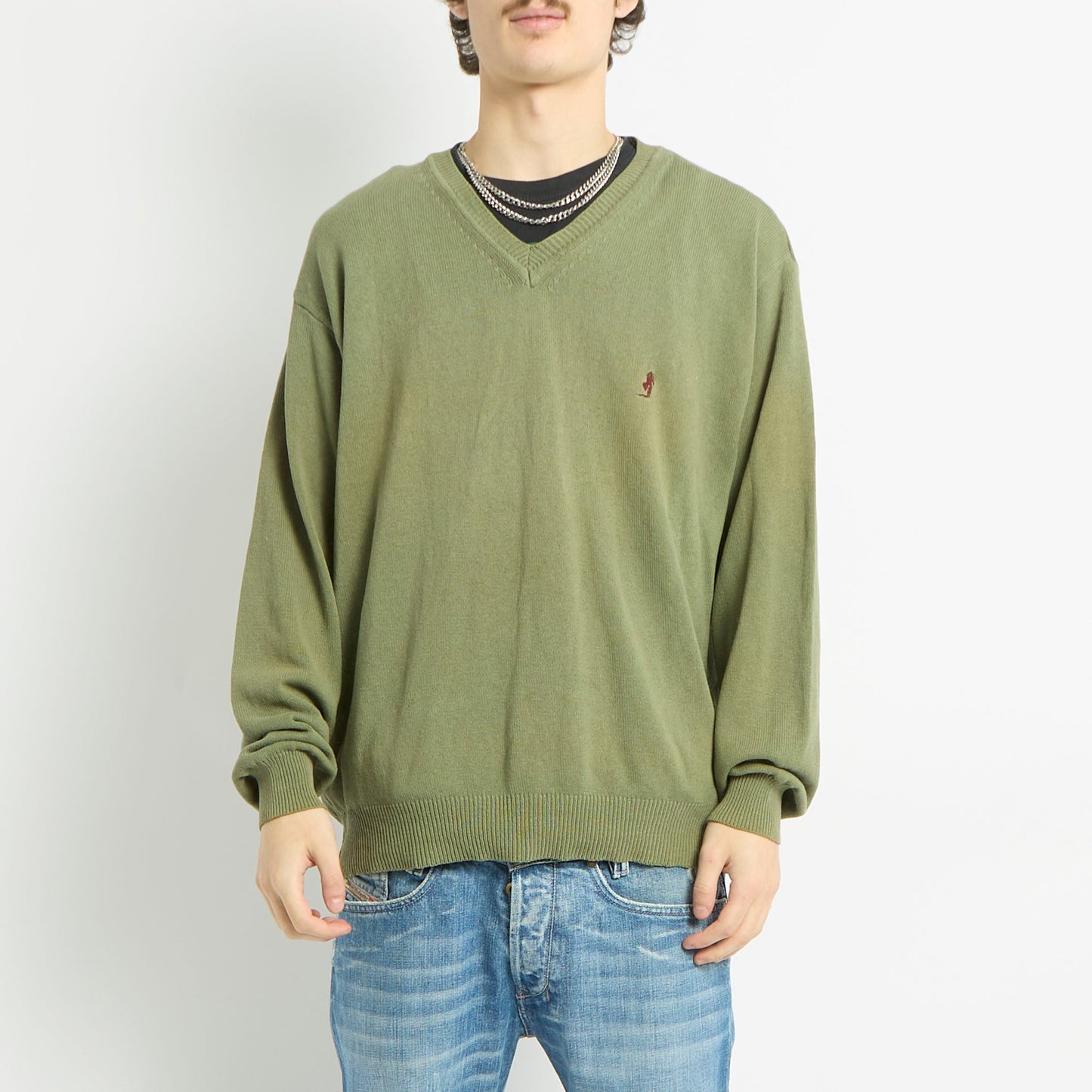 Marlboro Classics V-Neck Knitted Sweater - L