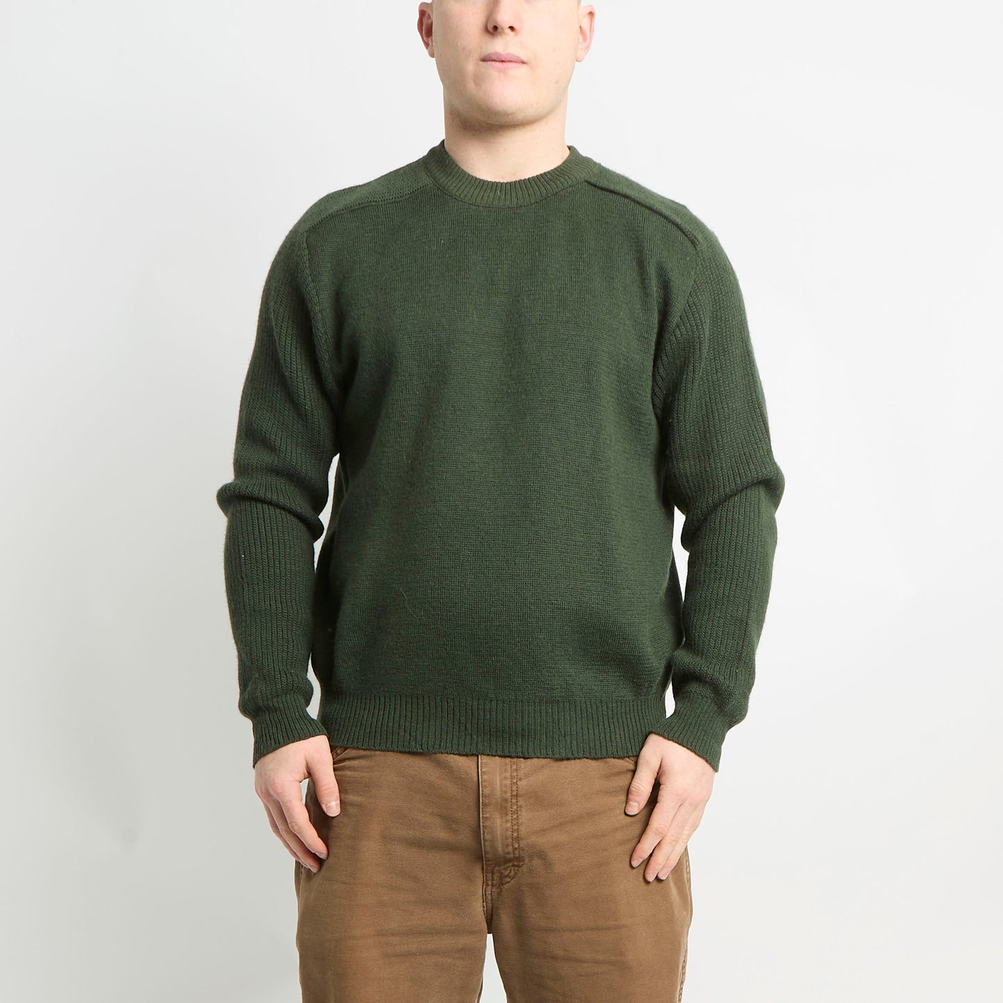 Barbour Wool Jumper With Ribbed Arms - L