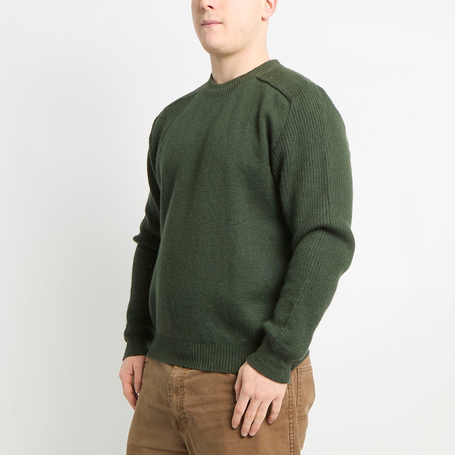 Barbour Wool Jumper With Ribbed Arms - L