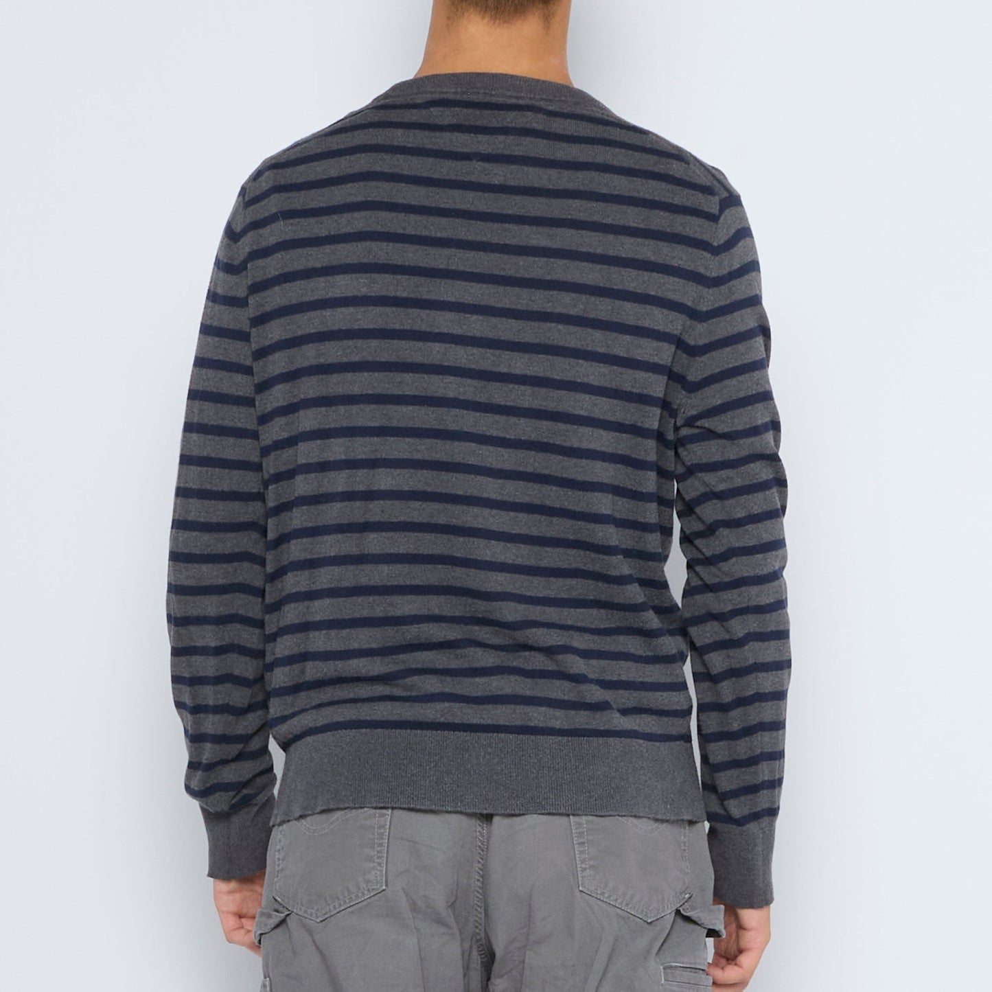 Tommy Hilfiger Striped V-Neck Sweater - L