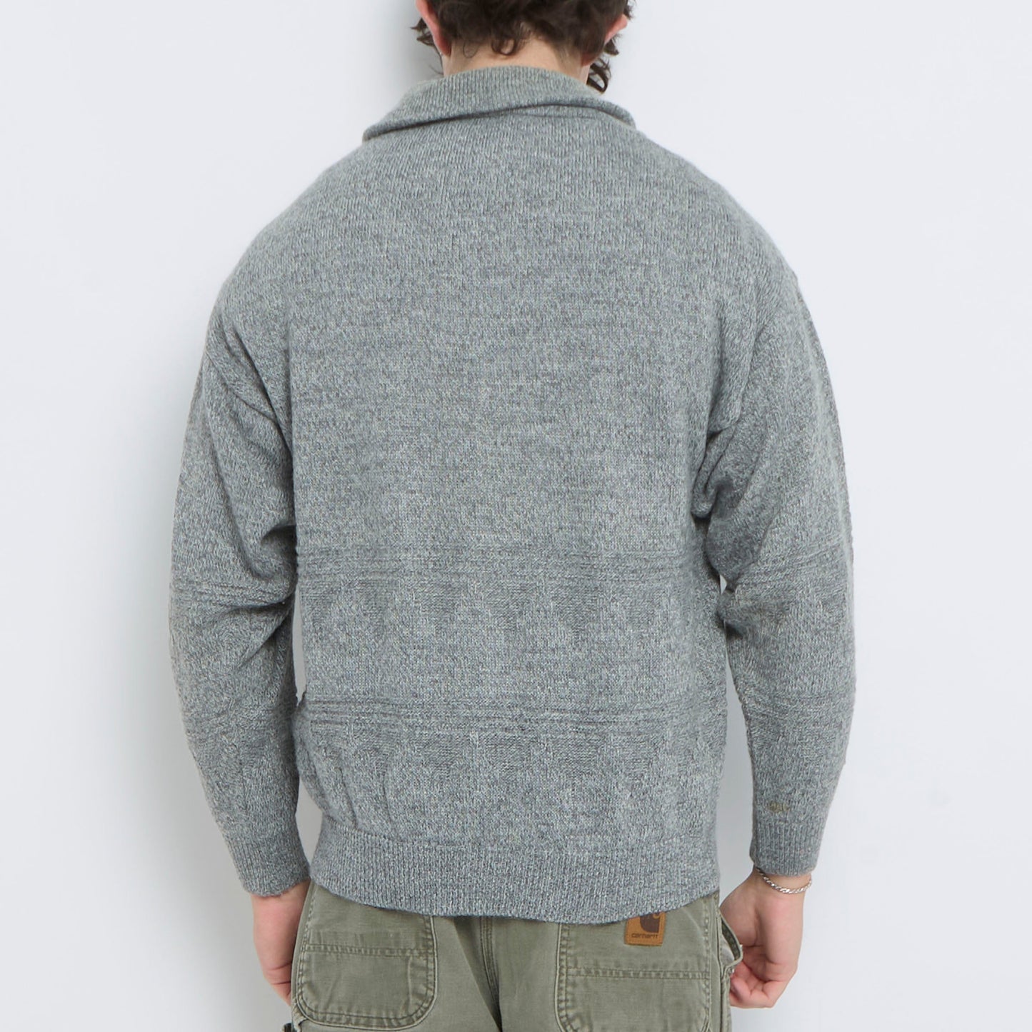 Heavy Knitted 1/4 Zip Sweater - L